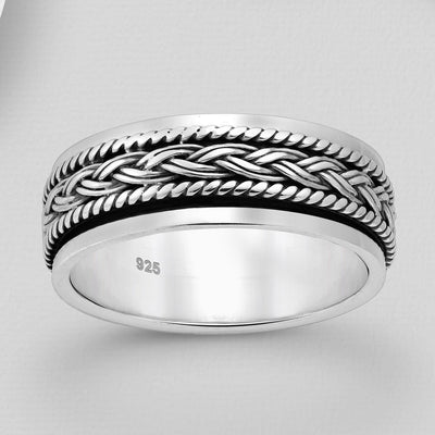 Sterling Silver Kete Weave Spin Ring
