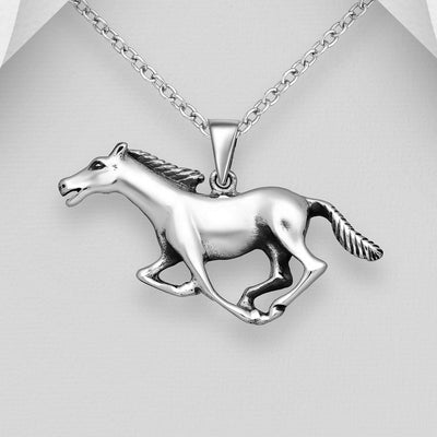 Sterling Silver Mustang Horse Large Pendant