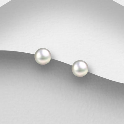 Sterling Silver AAA Grade White Freshwater Pearl Stud Earrings 3.5 mm