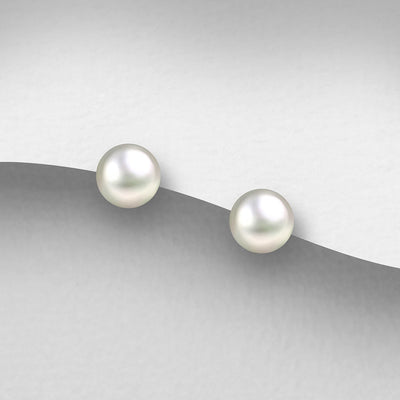 Sterling Silver AAA Grade White Freshwater Pearl Stud Earrings 4.5 mm