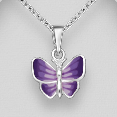 Sterling Silver Purple Butterfly Pendant