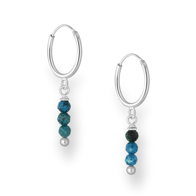 Sterling Silver Hoops with Chrysocolla Beads