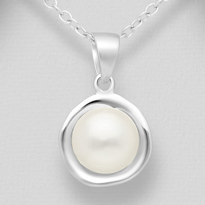 Sterling Silver Pendant Decorated With Fresh Water Pearl