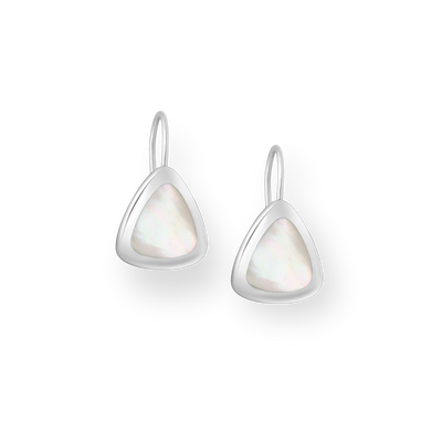 Sterling Silver Mother of Pearl Shell Lever Back Earrings