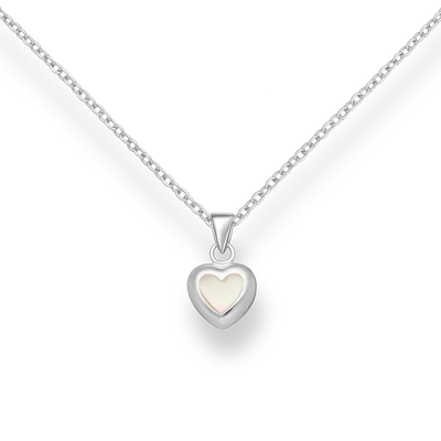 Sterling Silver Mother of Pearl Shell Heart Pendant
