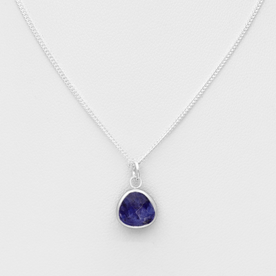 Faceted Lapis Lazuli Sterling Silver Pendant