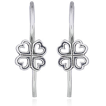 Tiny Sterling Silver Clover Dangly Earrings