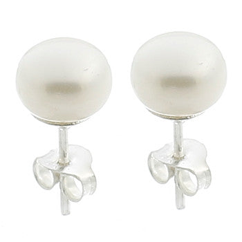 Sterling Silver Freshwater Pearl Studs - White