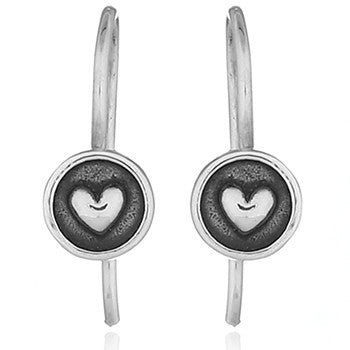 Sterling Silver Oxidised Heart Dangly Earrings
