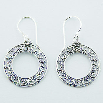 Sterling Silver Boho Circle Dangly Earrings