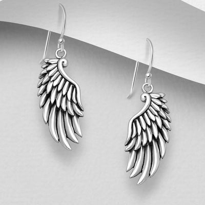 Sterling Silver Angel Wing Dangly Earrings