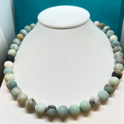 Amazonite Gemstone Beaded Necklace 12 mm