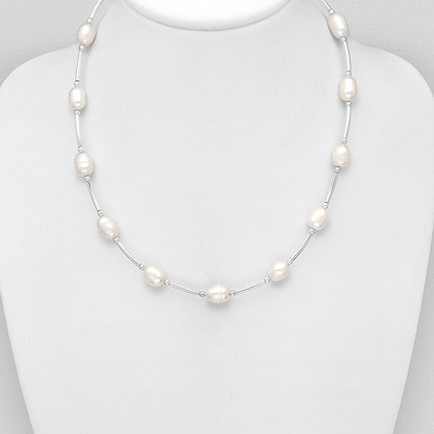 Sterling Silver & White Freshwater Pearl Necklace