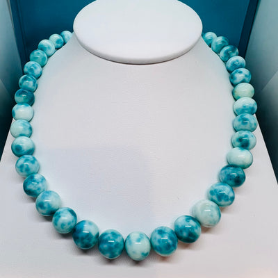 Sterling Silver Larimar Beaded Necklace
