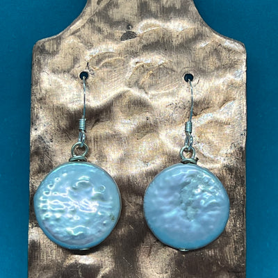 Sterling Silver Coin Freshwater Pearl Earrings