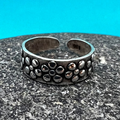 Sterling Silver Flower Band Toe Ring