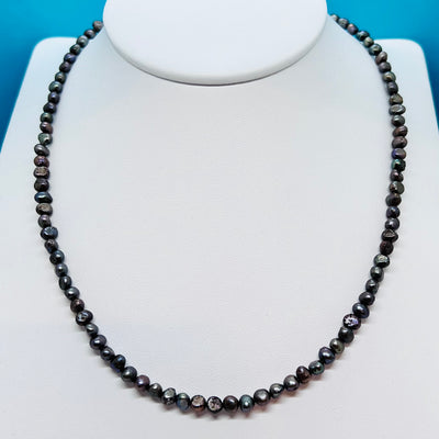Tiny Black Freshwater Pearl Necklace