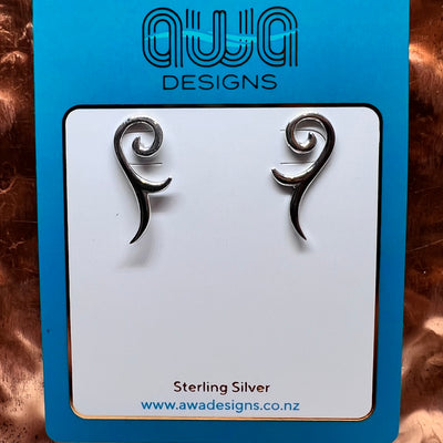 Sterling Silver Koru Pin Earrings