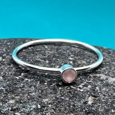 Sterling Silver Tiny Rose Quartz Ring