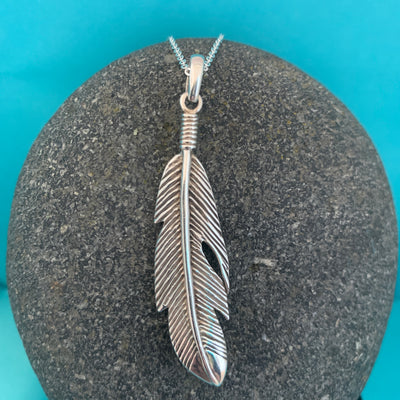 51mm Sterling Silver Feather Pendant