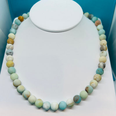 Amazonite Gemstone Beaded Necklace 8 mm