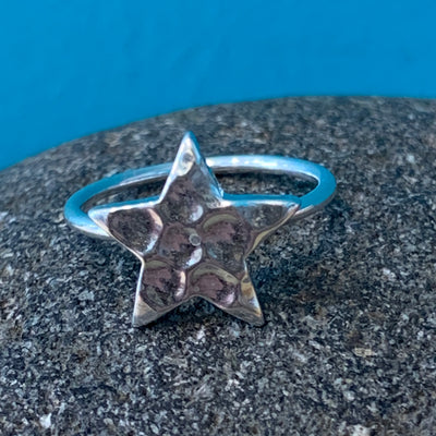 Sterling Silver Hammered Large Star Ring