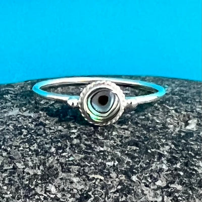 Sterling Silver Paua Shell Circle Ring