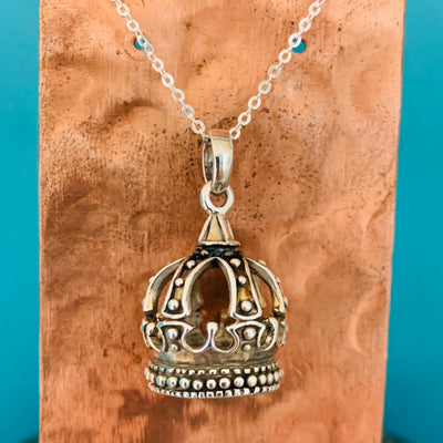 Sterling Silver Large Crown Pendant