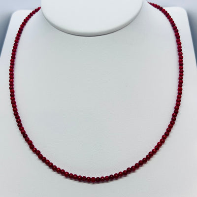 Tiny Coral Beaded Necklace 3 mm