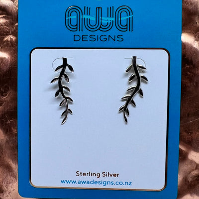 Sterling Silver Leaf Pin Earrings