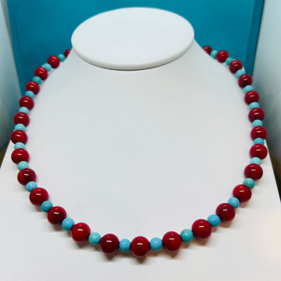 Howlite & Coral Beaded Necklace