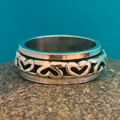 Sterling Silver  Heart Spin Ring