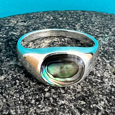Paua Shell  Sterling Silver Signet Ring