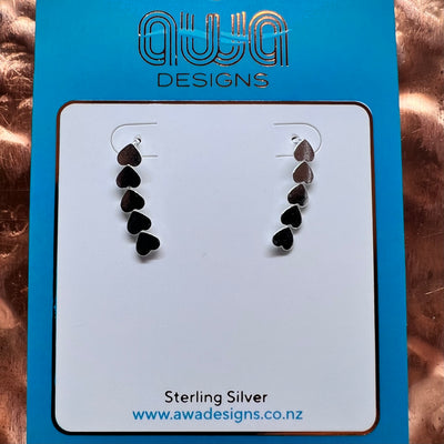 Sterling Silver Heart Pin Earrings