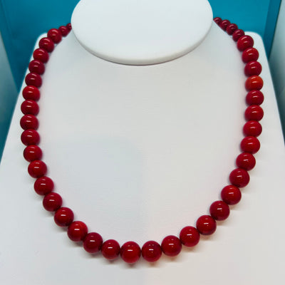 Genuine Coral Beaded Necklace 10 mm