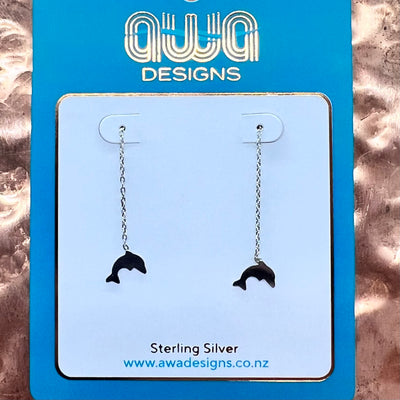 Sterling Silver Dolphin Threader Earrings